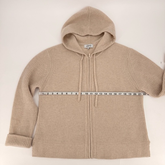 Pura Cashmere Women’s Zip Hoodie Sweater Neutral Beige 100% Cashmere XL Cozy - Picture 8 of 12